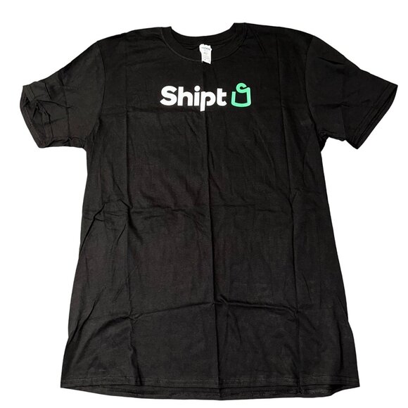 Gildan Mens Unisex Shipt Logo Black T-Shirt Short Sleeve Crew Neck Large - Picture 1 of 6